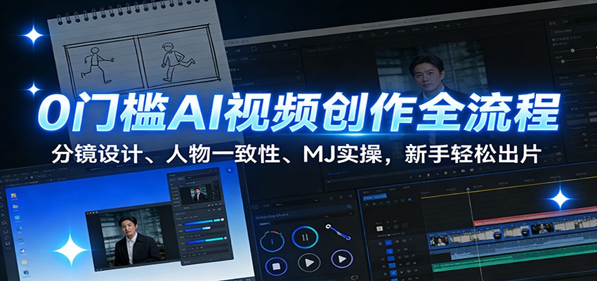 0门槛AI视频创作全流程：分镜设计、人物一致性、MJ实操，新手轻松出片-送财鼠