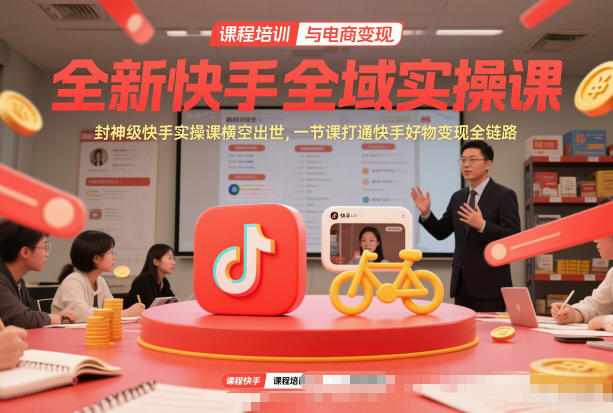 全新快手全域实操课，封神级快手实操课横空出世，一节课打通快手好物变现全链路-送财鼠