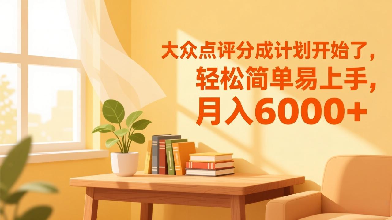 大众点评分成计划开始了，轻松简单易上手，月入6000+-送财鼠