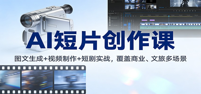 AI短片创作课：图文生成+ 视频制作+短剧实战，覆盖商业、 文旅多场景-送财鼠
