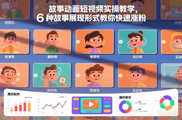 故事动画短视频实操教学，6种故事展现形式教你快速涨粉-送财鼠