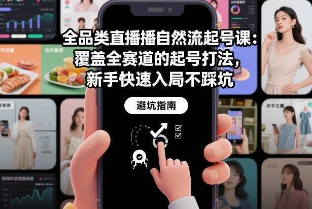 全品类直播自然流起号课：覆盖全赛道的起号打法，新手快速入局不踩坑-送财鼠