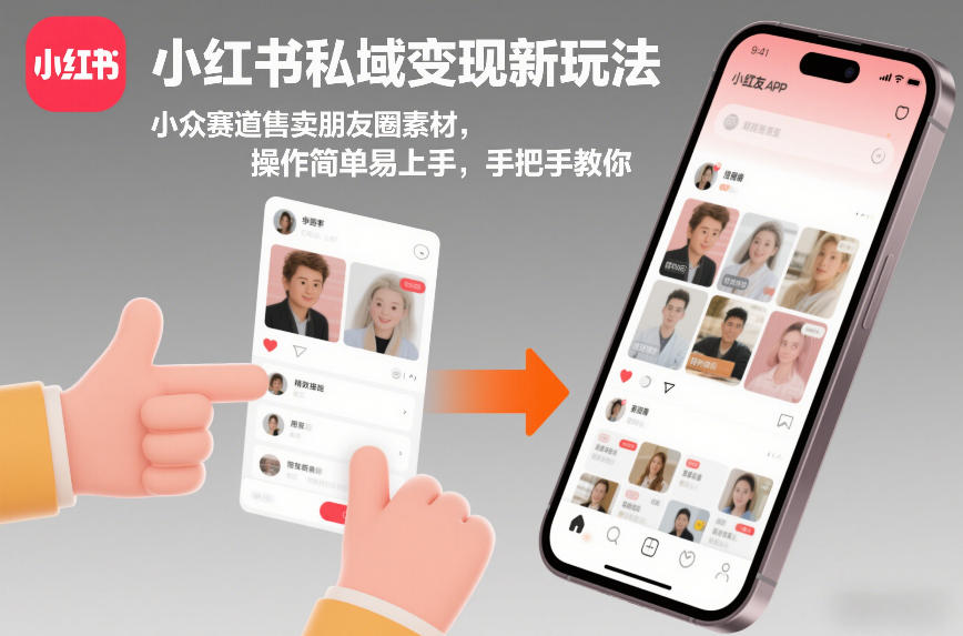 小红书私域变现新玩法，小众赛道售卖朋友圈素材，操作简单易上手，手把手教你-送财鼠