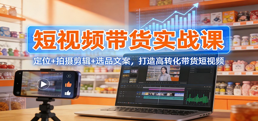 短视频带货实战课：定位+拍摄剪辑+选品文案，打造高转化带货短视频-送财鼠