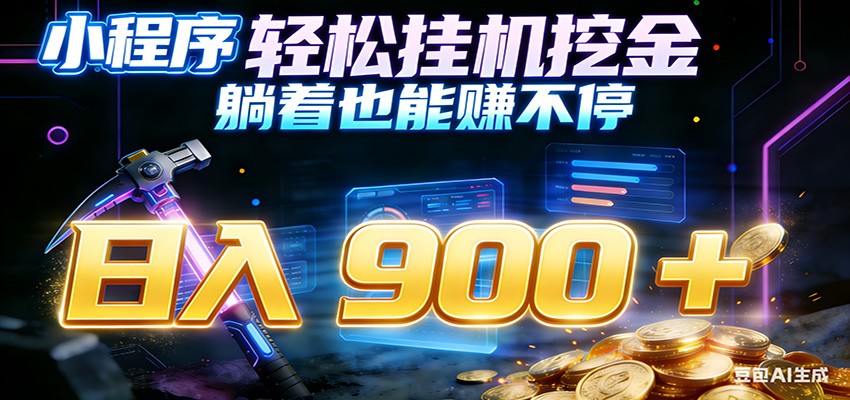 小程序挂机挖金，自动赚金币换现金，多号并行日入900+，轻松搞副业-送财鼠