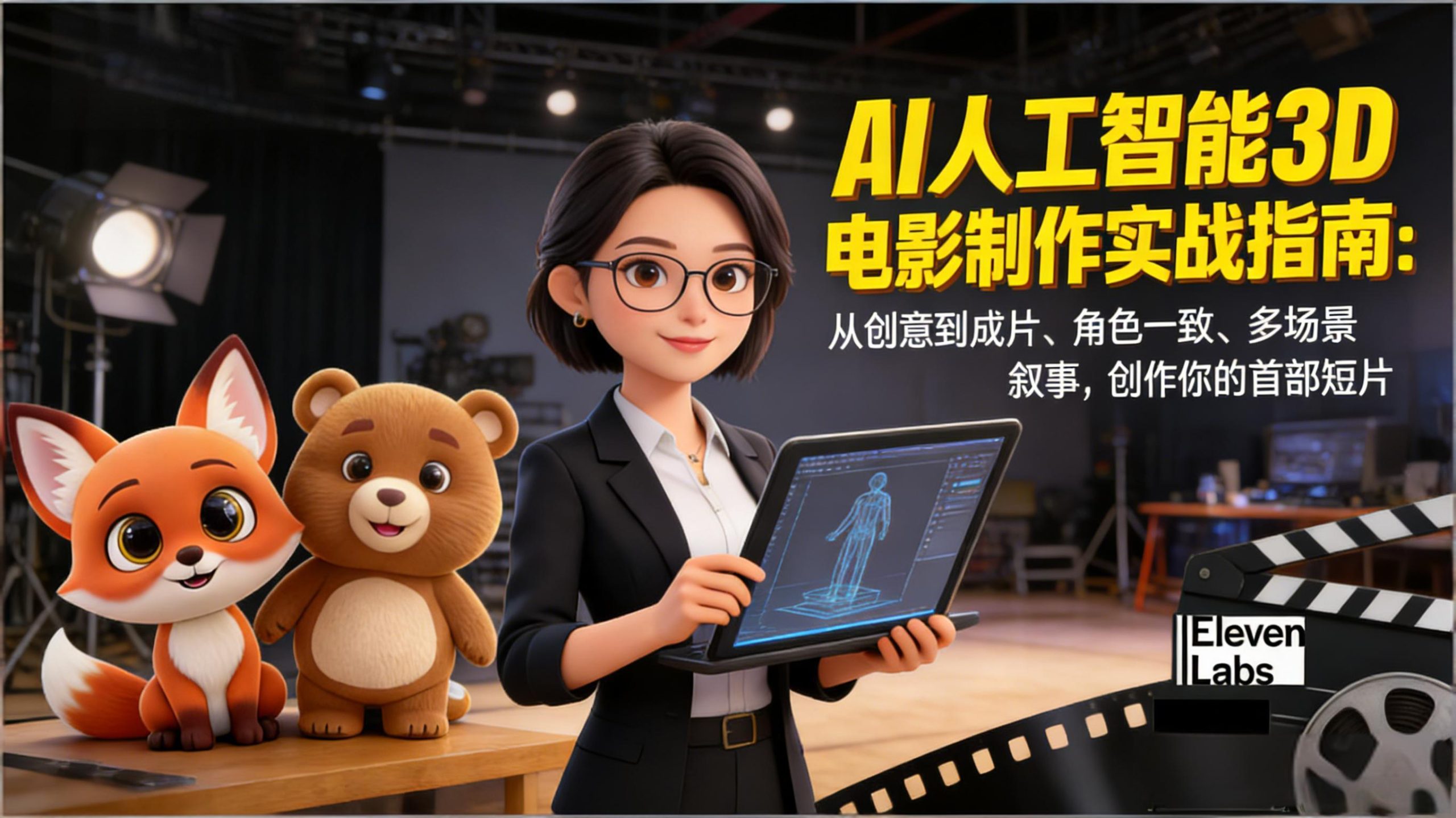 AI人工智能3D电影制作实战指南:从创意到成片、角色一致、多场景叙事,创作你的首部短片-送财鼠