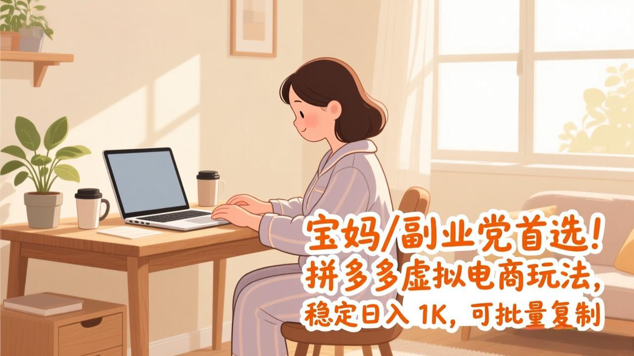宝妈 / 副业党首选！拼多多虚拟电商玩法，稳定日入 1K，可批量复制-送财鼠