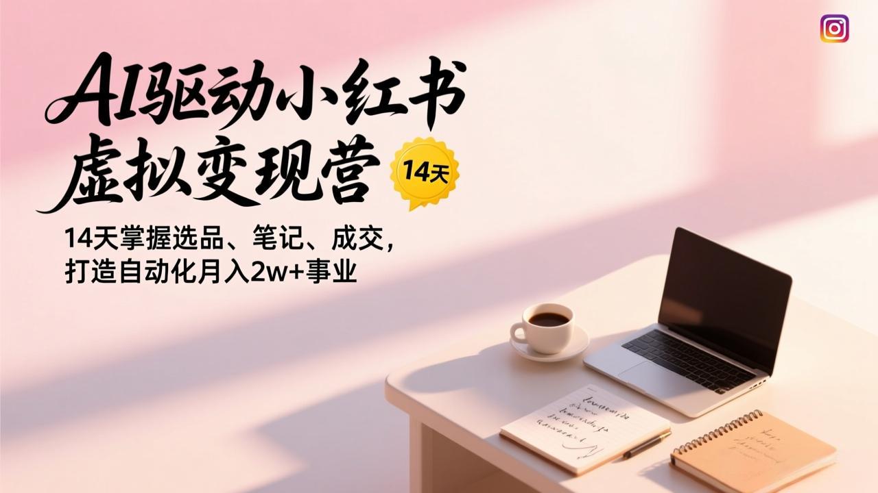 AI驱动小红书虚拟变现营，14天掌握选品、笔记、成交，打造自动化月入2w+事业-送财鼠