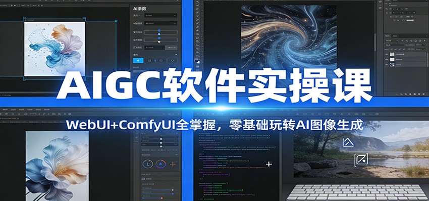 AIGC软件实操课：WebUI+ComfyUI全掌握，零基础玩转AI图像生成-送财鼠
