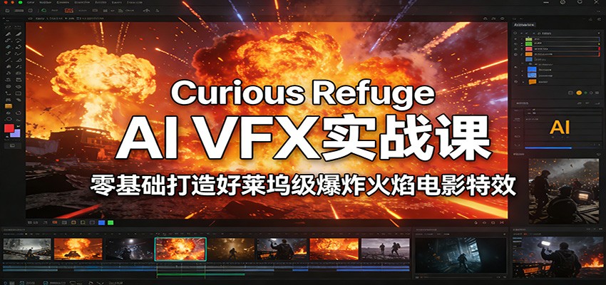 Curious Refuge AI VFX实战课，零基础打造好莱坞级爆炸火焰电影特效-送财鼠