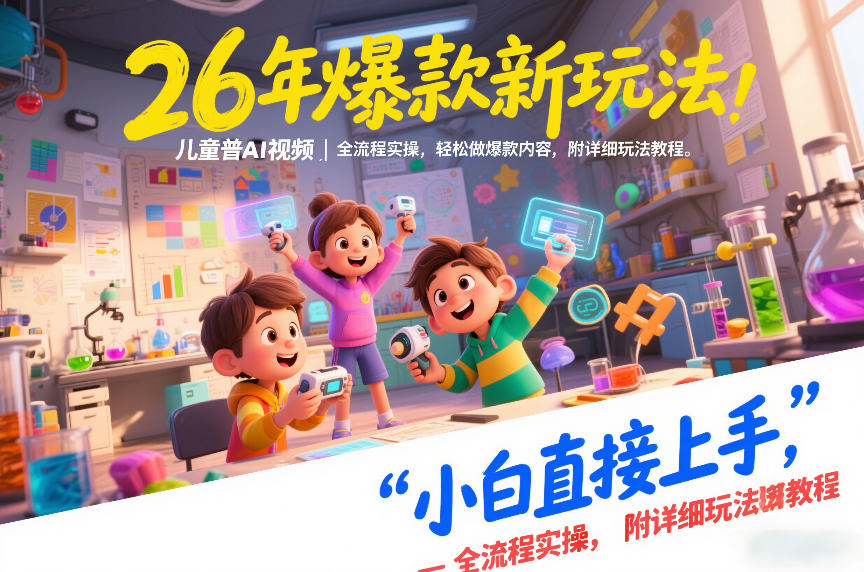 26年爆款新玩法，儿童科普AI视频，全流程实操，轻松做爆款内容，小白直接上手，附详细玩法教程-送财鼠