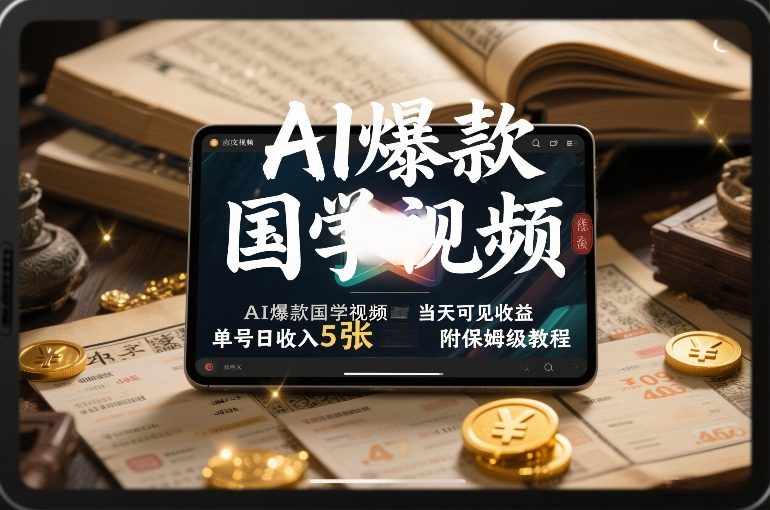 AI爆款国学视频，独家起号方法，小白直接上手，当天可见收益，单号日收入5张+附保姆级教程-送财鼠