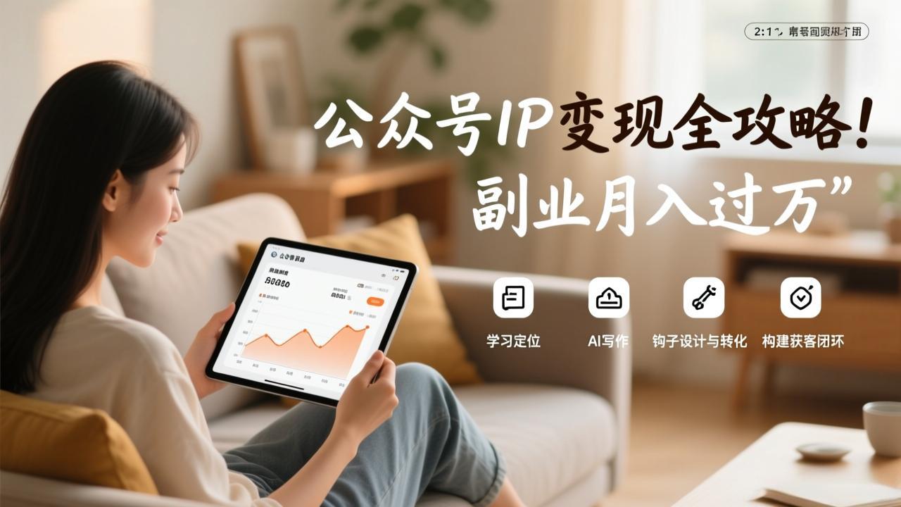 公众号IP变现全攻略，学习定位、AI写作、钩子设计与转化，构建获客闭环，副业月入过万-送财鼠