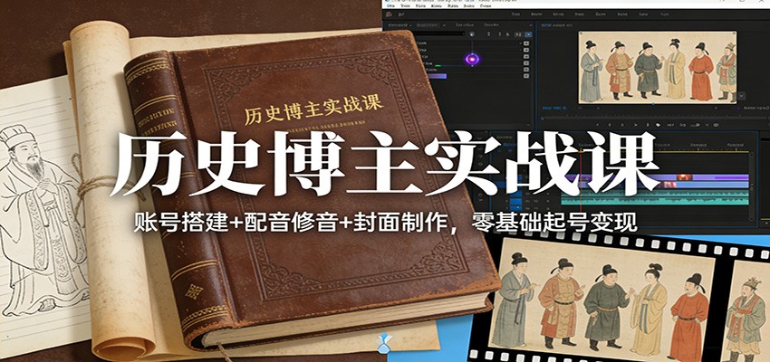 历史博主实战课：账号搭建+配音修音+封面制作，零基础起号变现-送财鼠