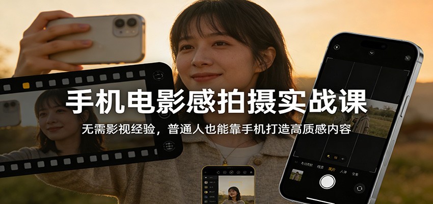 手机电影感拍摄实战课：无需影视经验，普通人也能靠手机打造高质感内容-送财鼠