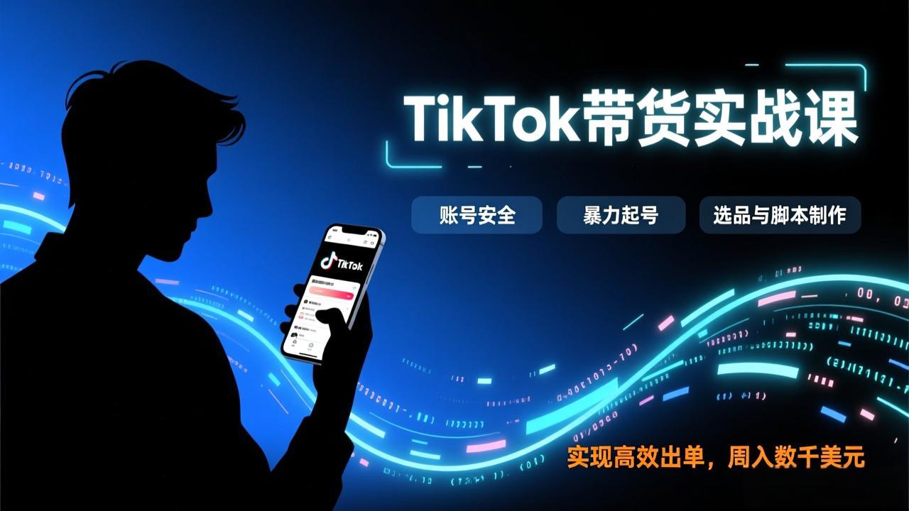 TikTok带货实战课，涵盖账号安全、暴力起号、选品与脚本制作，实现高效出单，周入数千美元-送财鼠