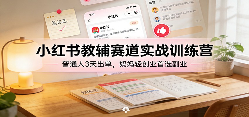 小红书教辅赛道实战训练营：普通人3天出单，妈妈轻创业首选副业-送财鼠