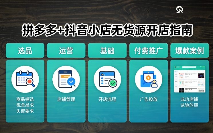 拼多多+抖音小店无货源开店，包括：选品、运营、基础、付费推广、爆款案例等(更新26年2月)-送财鼠