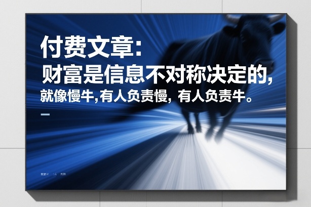 付费文章：财富是信息不对称决定的，就像慢牛，有人负责慢，有人负责牛-送财鼠