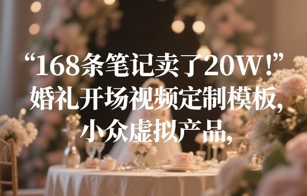 168条笔记卖了20W！婚礼开场视频定制模板，小众虚拟产品-送财鼠