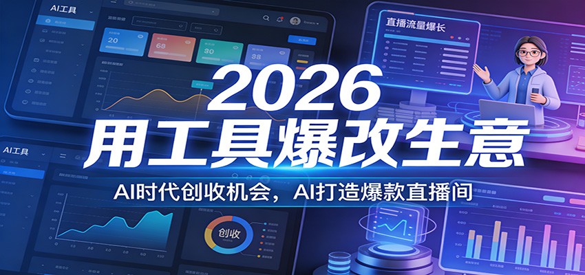 2026用工具爆改生意，AI时代创收机会，AI打造爆款直播间-送财鼠