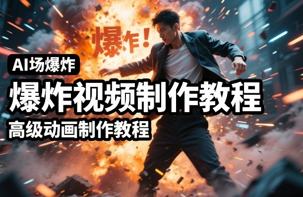 AI场景爆炸视频制作教程，利用人物实拍视频制作出高级的动画特效-送财鼠
