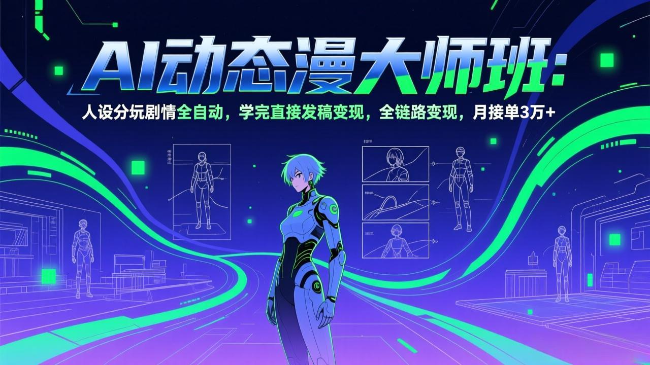 AI动态漫剧大师班：人设分镜剧情全自动，学完直接发稿变现，全链路变现，月接单3万+-送财鼠