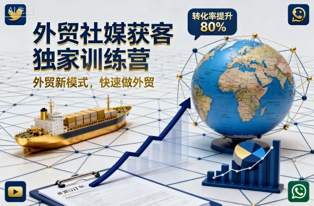 外贸社媒获客独家训练营，外贸新模式，快速做外贸(更新26年2月)-送财鼠
