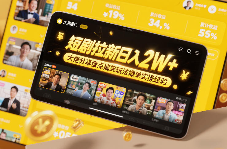 短剧拉新日入2W+大佬分享盘点搞笑玩法爆单实操经验-送财鼠