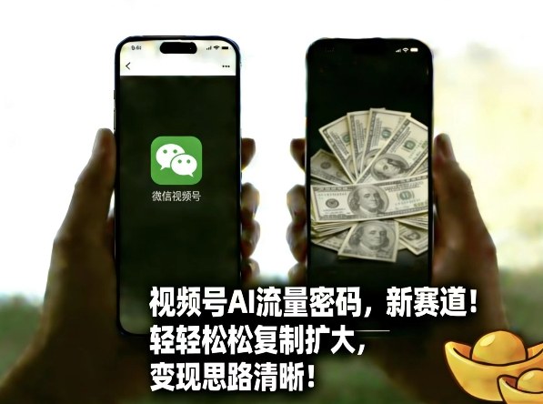 视频号AI流量密码新赛道，轻轻松松复制扩大，变现思路清晰-送财鼠