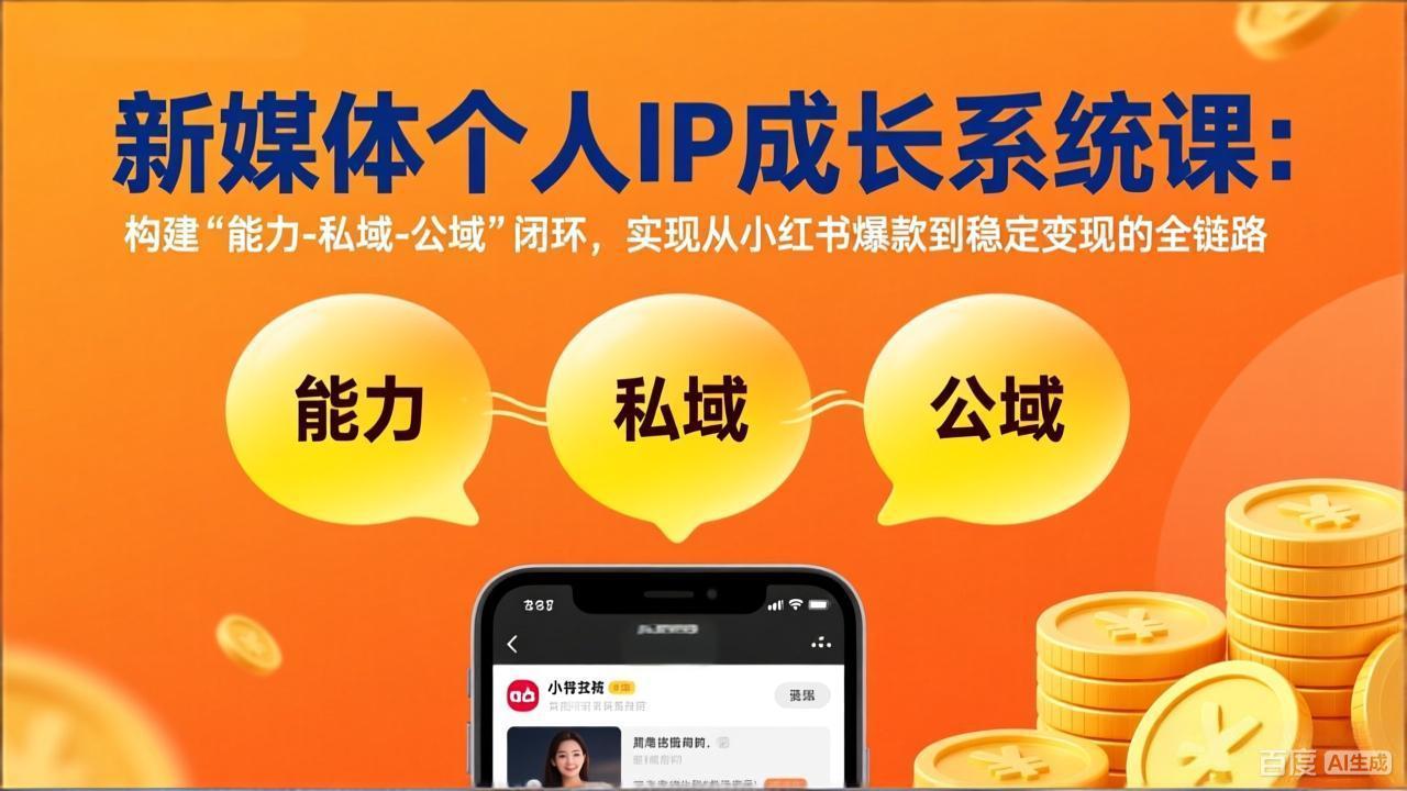 新媒体个人IP成长系统课-更新：构建“能力-私域-公域”闭环，实现从小红书爆款到稳定变现-送财鼠