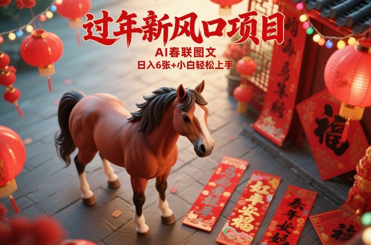 过年新风口项目，用ai春联图文，日入6张+小白轻松上手【揭秘】-送财鼠