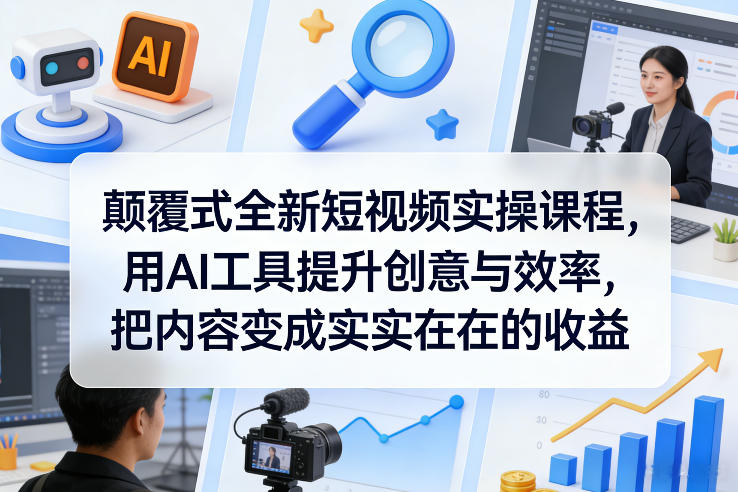 颠覆式全新短视频实操课程，用AI工具提升创意与效率，把内容变成实实在在的收益-送财鼠