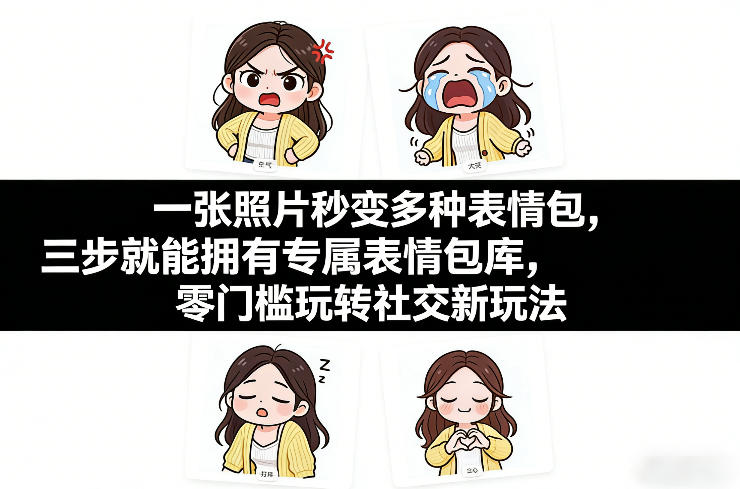 一张照片秒变多种表情包，三步就能拥有专属表情包库，零门槛玩转社交新玩法【文档】-送财鼠