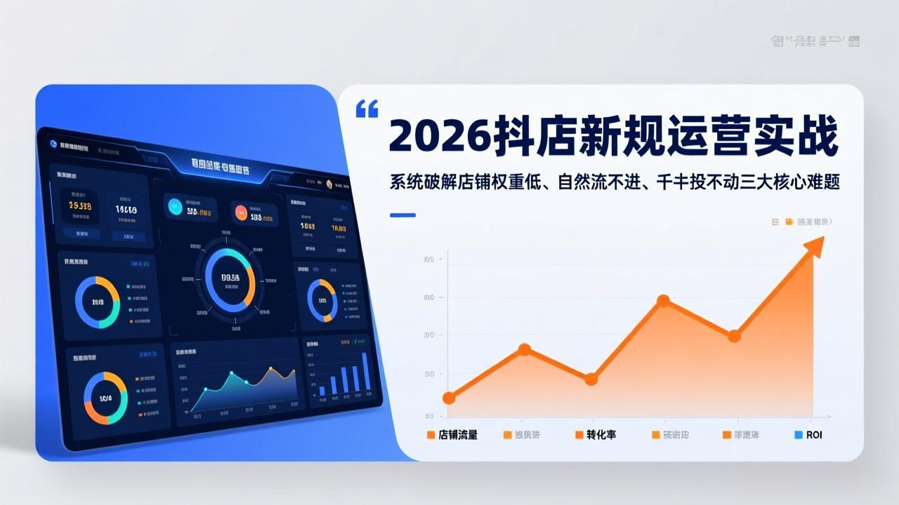 2026抖店新规运营实战：系统破解店铺权重低、自然流不进、千川投不动三大核心难题-送财鼠
