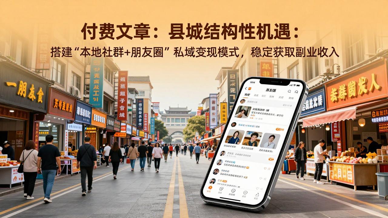 付费文章：县城结构性机遇：搭建“本地社群+朋友圈”私域变现模式，稳定获取副业收入-送财鼠