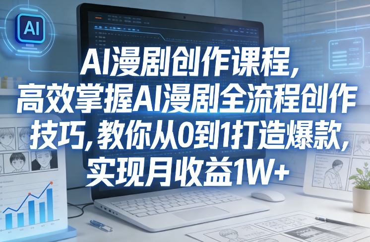 某社群AI漫剧创作课程，高效掌握AI漫剧全流程创作技巧，教你从0到1打造爆款，实现月收益1W+-送财鼠