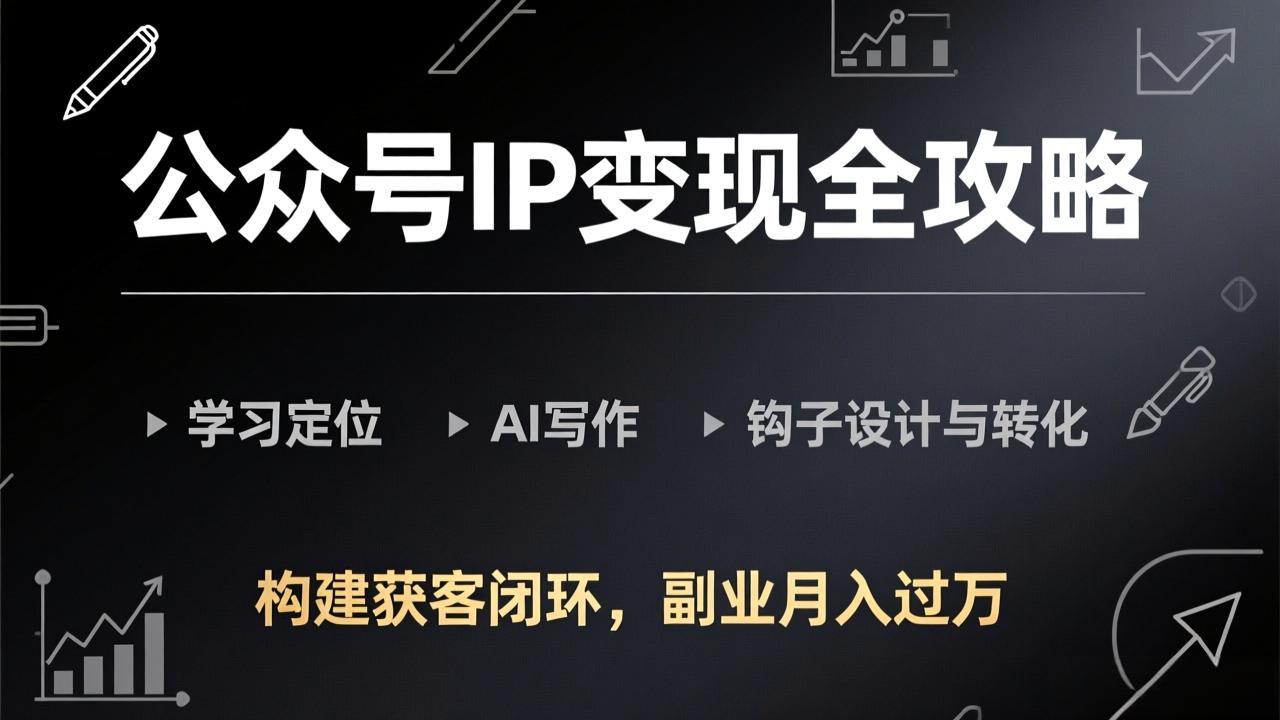公众号IP变现全攻略-更新，学习定位、AI写作、钩子设计与转化，构建获客闭环，副业月入过万-送财鼠