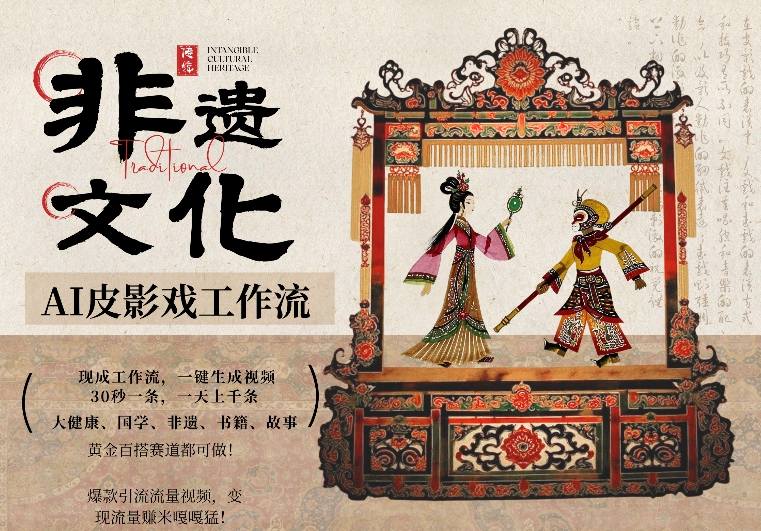 AI一键生成民俗文化非遗皮影戏视频，一刀不剪无需剪辑，30S一条，一天上百条，流量财富嘎嘎猛-送财鼠