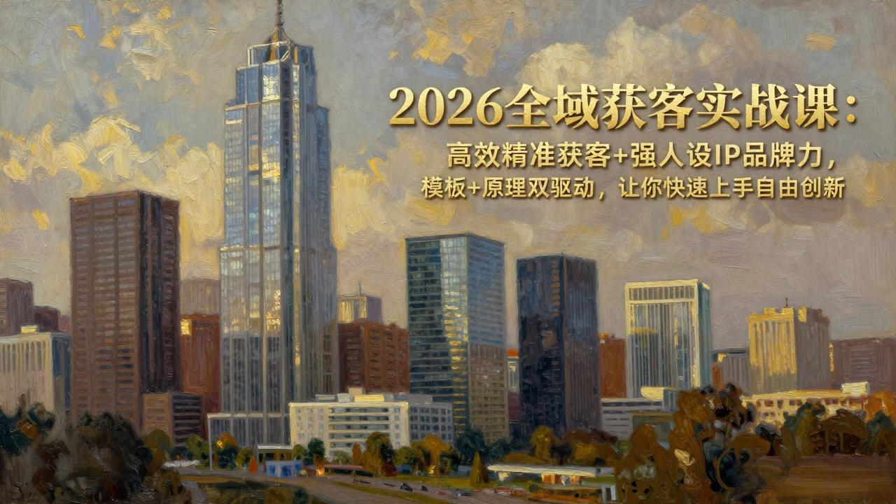 2026全域获客实战课：高效精准获客+强人设IP品牌力，模板+原理双驱动，让你快速上手自由创新-送财鼠