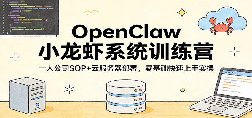 OpenClaw小龙虾系统训练营：一人公司SOP，云服务器部署，零基础快速上手实操-送财鼠