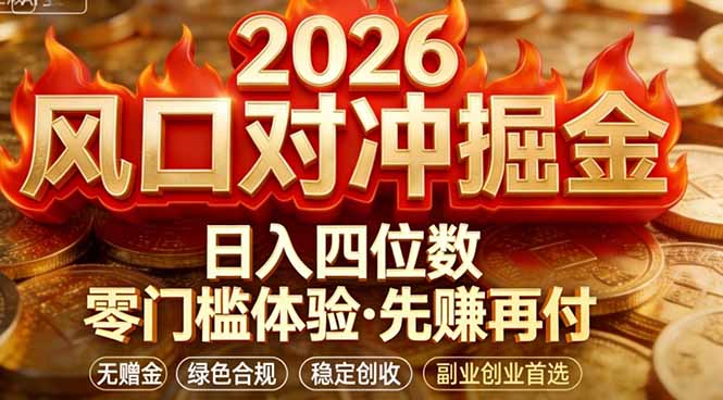 2026美金对冲套利，无赠金对冲策略保驾护航，低门槛易上手实操。单人单日收益2000+-送财鼠