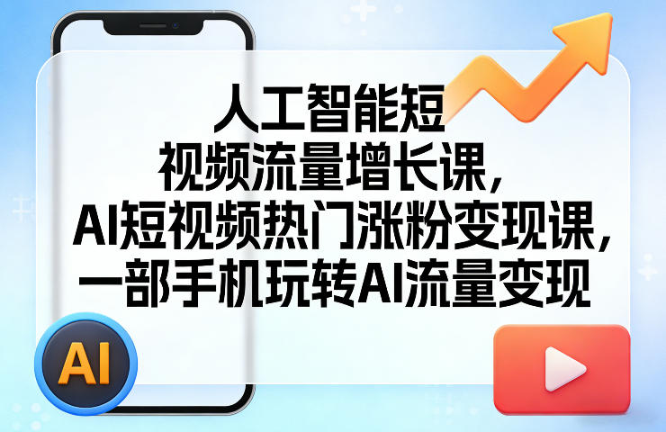 人工智能短视频流量增长课，AI短视频热门涨粉变现课，一部手机玩转AI流量变现-送财鼠