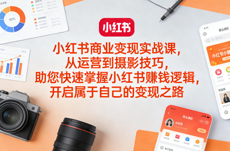 小红书商业变现实战课，从运营到摄影技巧，助您快速掌握小红书賺钱逻辑，开启属于自己的变现之路-送财鼠