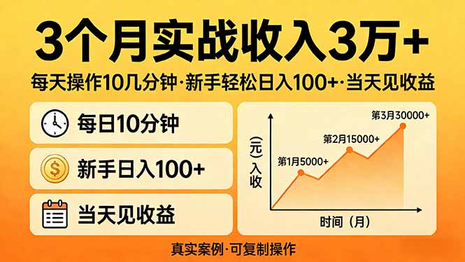 3个月实战收入3万+，每天操作10几分钟，新手轻松日入100+，当天见收益-送财鼠