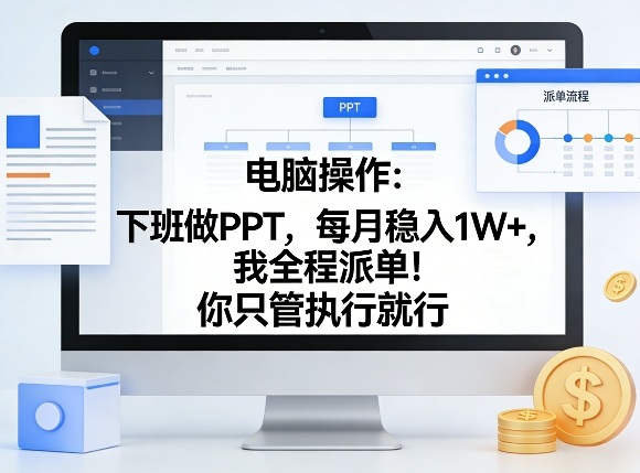 电脑操作：下班做PPT，每月稳入1W+，我全程派单！你只管执行就行【揭秘】-送财鼠