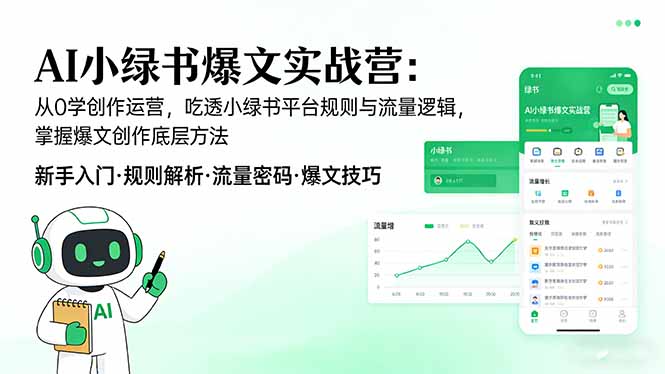 AI 小绿书爆文实战营：从0学创作运营，吃透小绿书平台规则与流量逻辑，掌握爆文创作底层方法-送财鼠