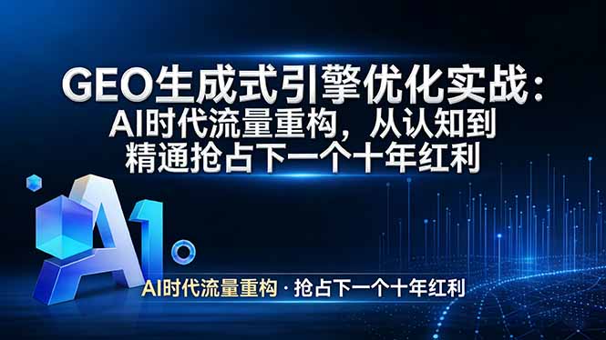 GEO 生成式引擎优化实战：AI时代流量重构，从认知到精通抢占下一个十年红利-送财鼠