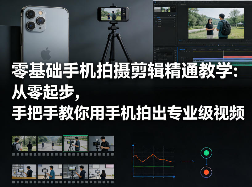 零基础手机拍摄剪辑精通教学：从零起步，手把手教你用手机拍出专业级视频-送财鼠