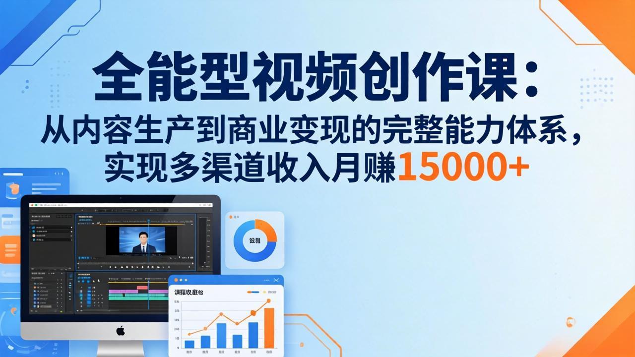 全能型视频创作课-26年3月更新：从内容生产到商业变现的完整能力体系，多渠道收入月赚15000+-送财鼠